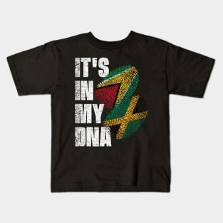 Jamaican And Guyanese Mix DNA Flag Heritage Kids T-Shirt